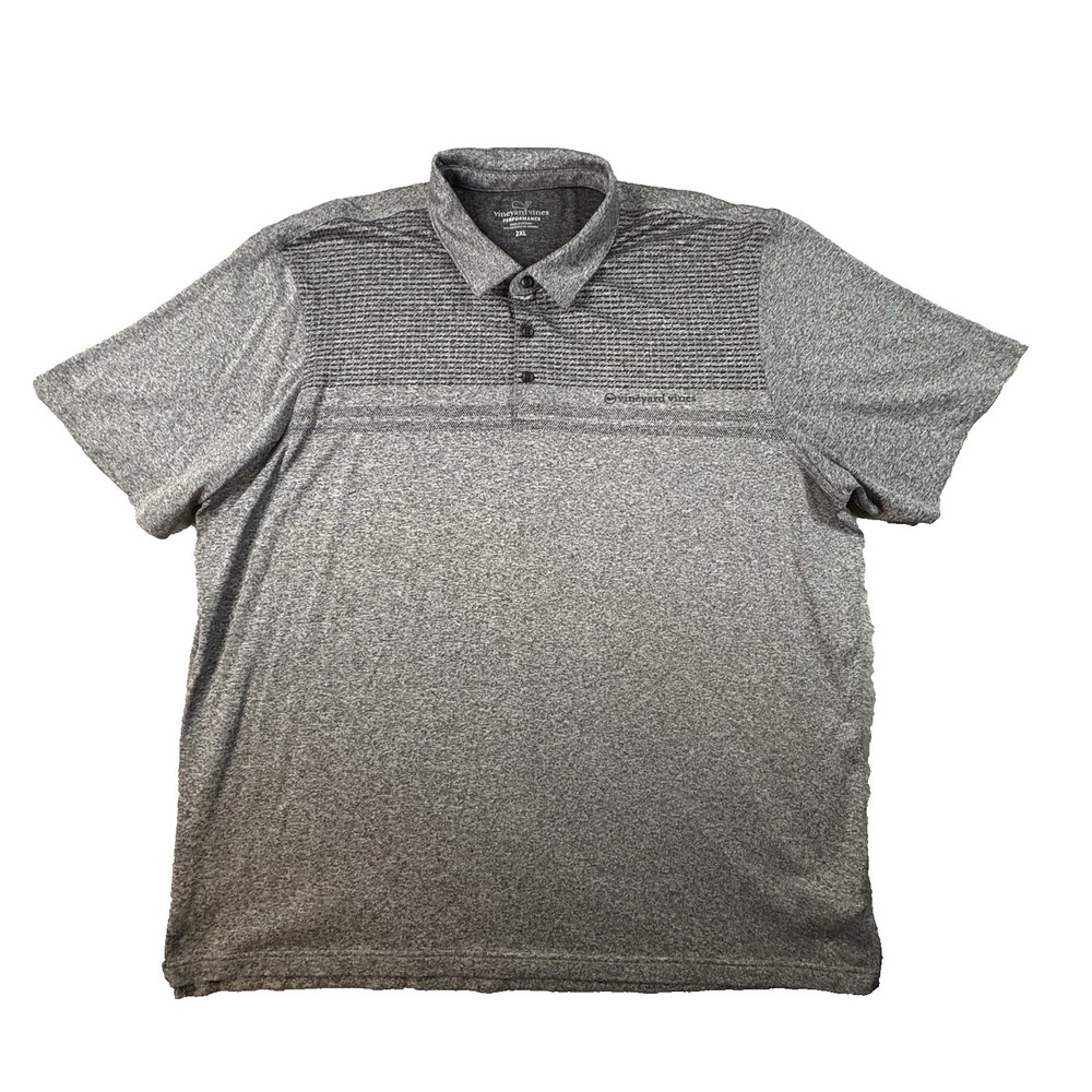 Vineyard Vines Men's 2XL Gray Performance Polo SS Shirt Stretch Golf SEE DESCRIP